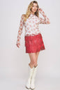 PLUS SIZE Western Faux Leather Fringe Mini Skirt
